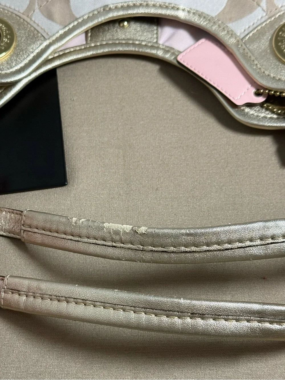 ✨ Coach Signature C Jacquard Tote - Beige & Metallic Gold ✨